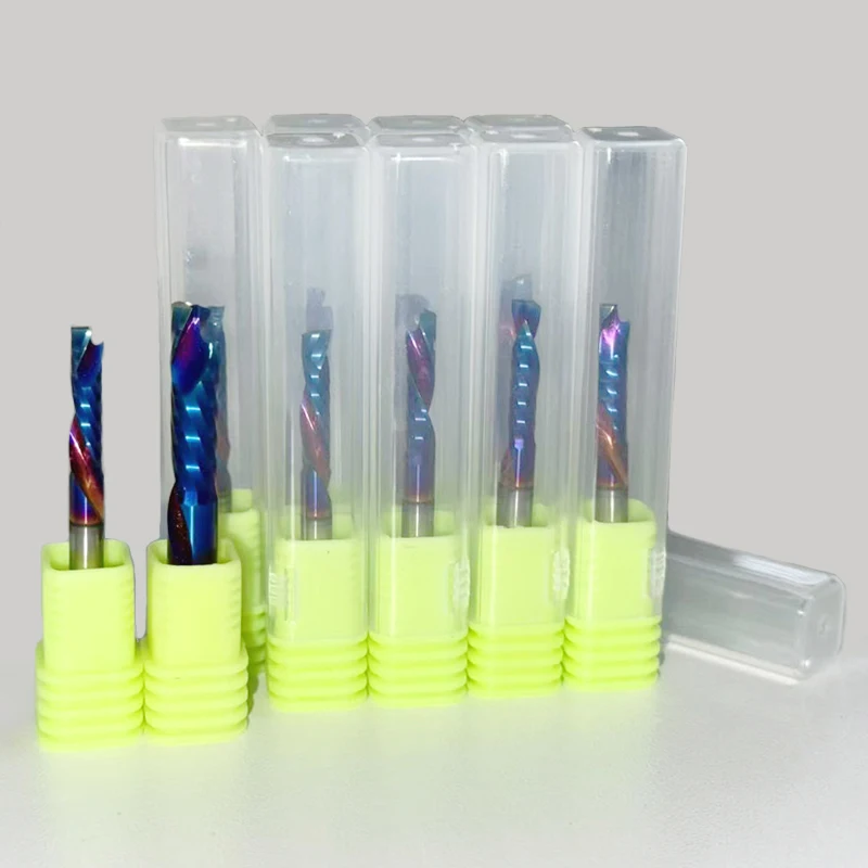 

5 шт. 3,175/4/6 мм вверх и вниз, однофлейтовые спиральные фрезы-карбидные фрезы для сжатия древесины, концевые фрезы