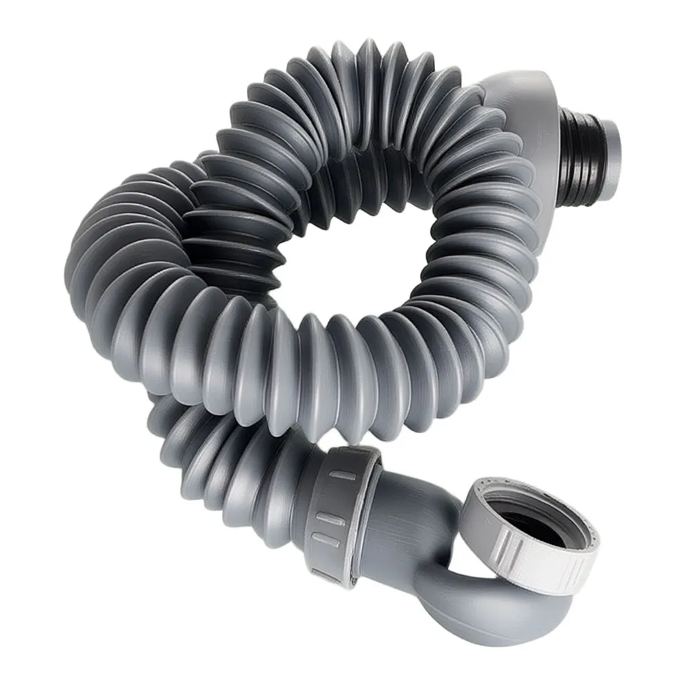 Flexible Gray Plastic Drain Fittings 80cm for Bathtub Proof Spring Loaded Core Compatible with Common Drain Sizes