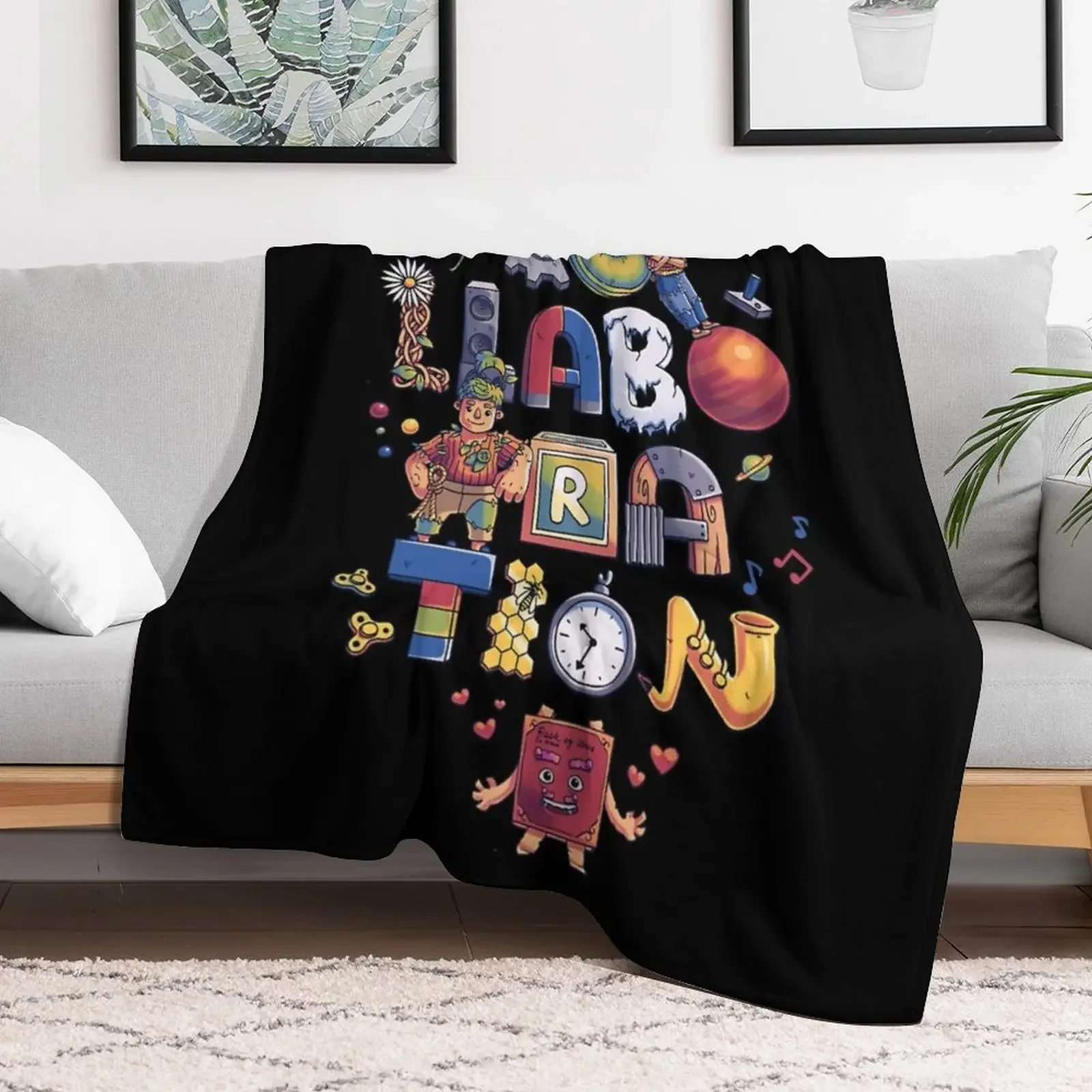 Collaboration funny Throw Blanket Soft Comfort Blanket for Reading Watching TV