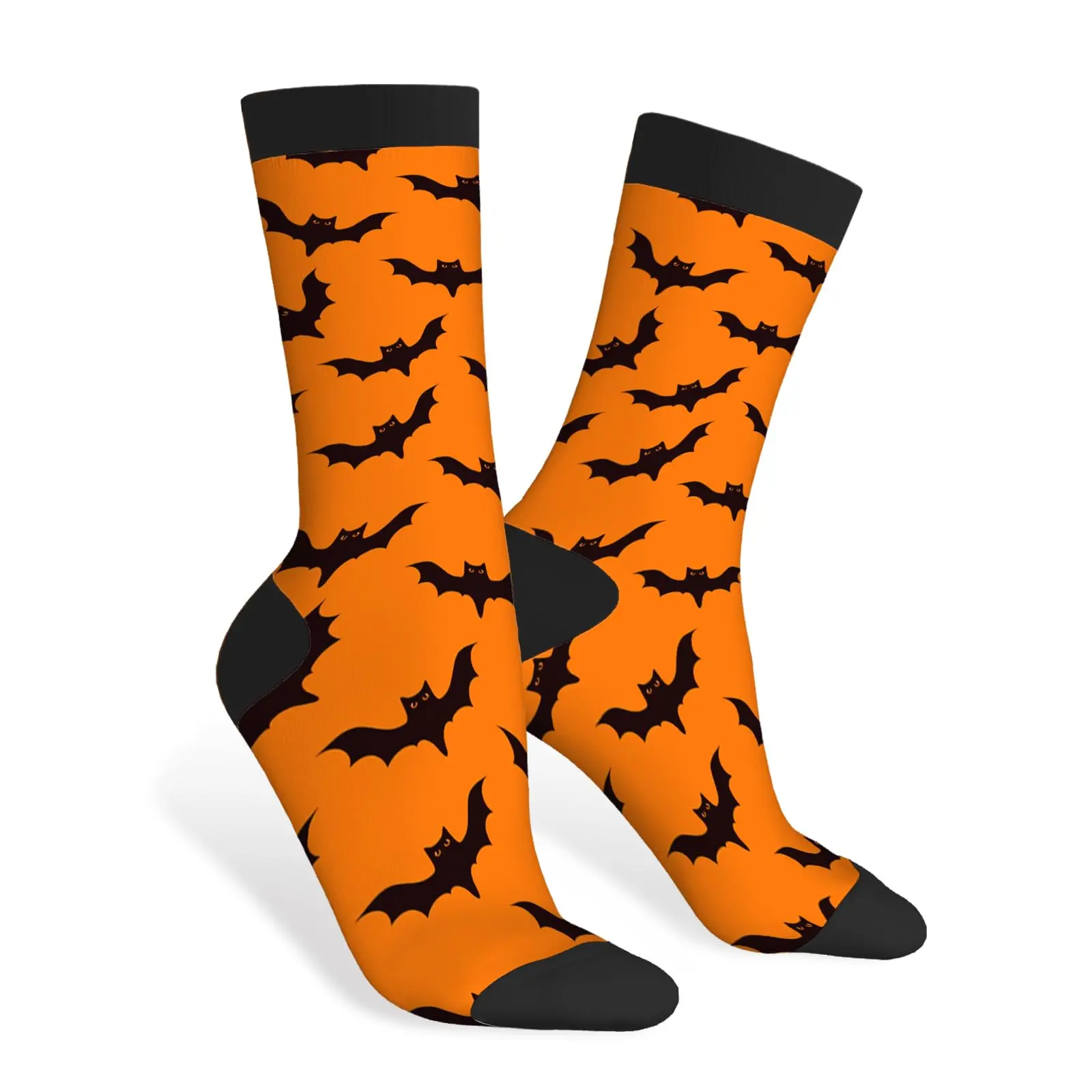 

Bats Funny Socks Halloween Black Bat Fly Wings Orange Cute Style Novelty Casual Crew Socks Women Men Gift