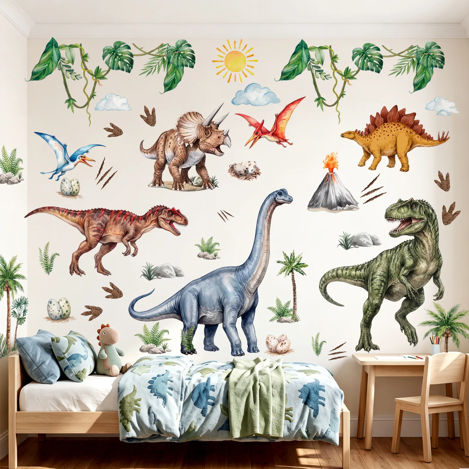 Baby Nursery Decor Girl - Dinosaur Wall Decals, Dino Alphabet Wall