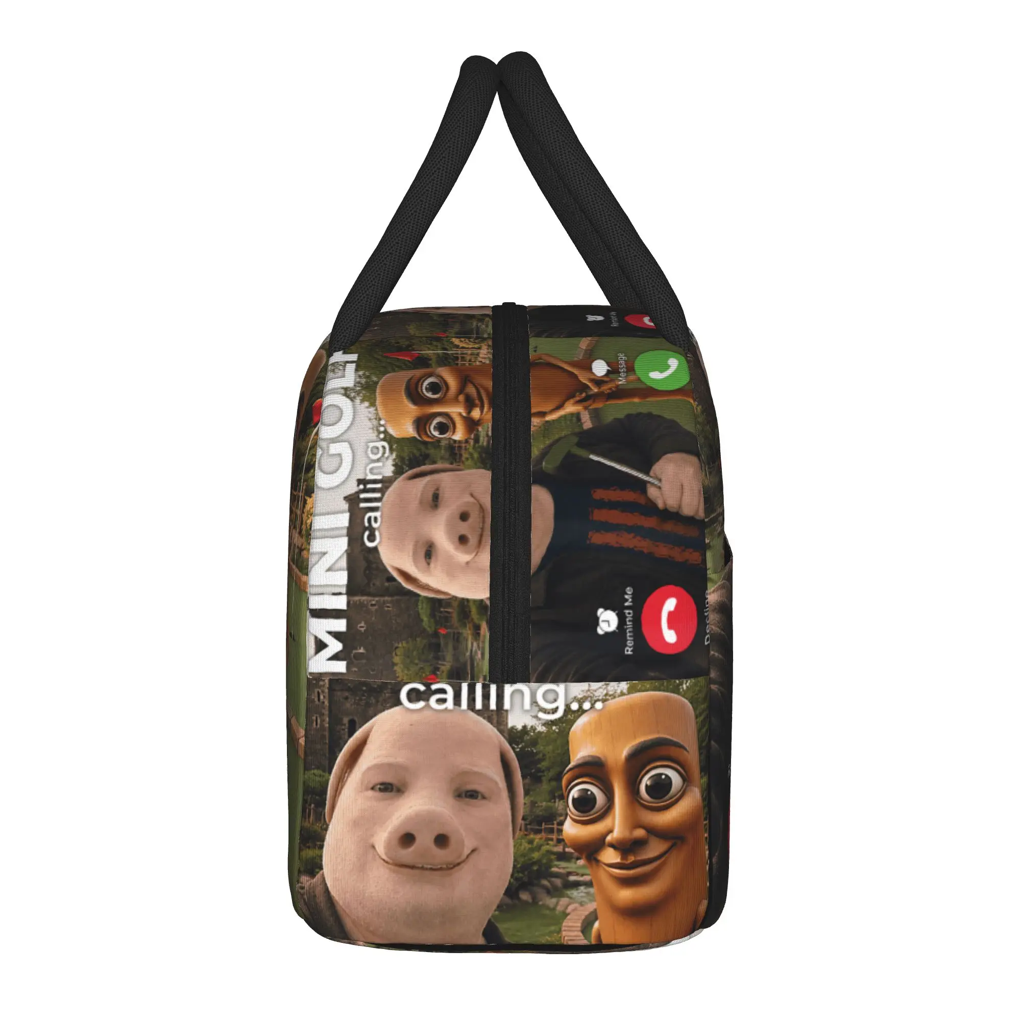 Golfer Funny Meme Mini Golf Brainrot Friends John Pork Sahur Lunch Bag  Retro Lunch Box For Child Travel Insulated Cooler Bag