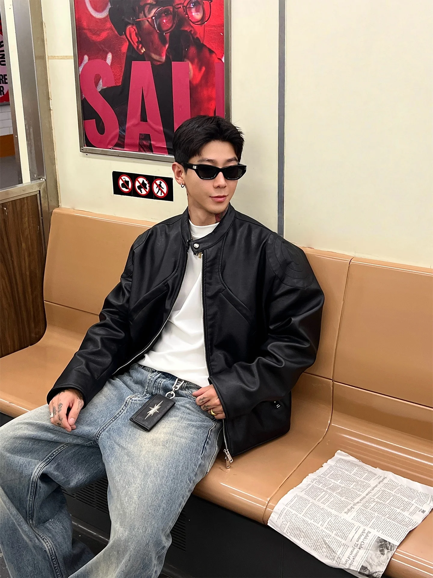 

Ретро американский Bla PU мотоциклетная куртка мужская осенне-зимняя свободная куртка на молнии модная ветрозащитная теплая длинная све молодежная куртка