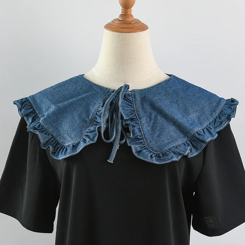 Women Denim Fake Collar Scarf Shawl Shoulders Wraps  Cape Removable Neckwear False Collar Clothing Accessories Half Tops Shawls