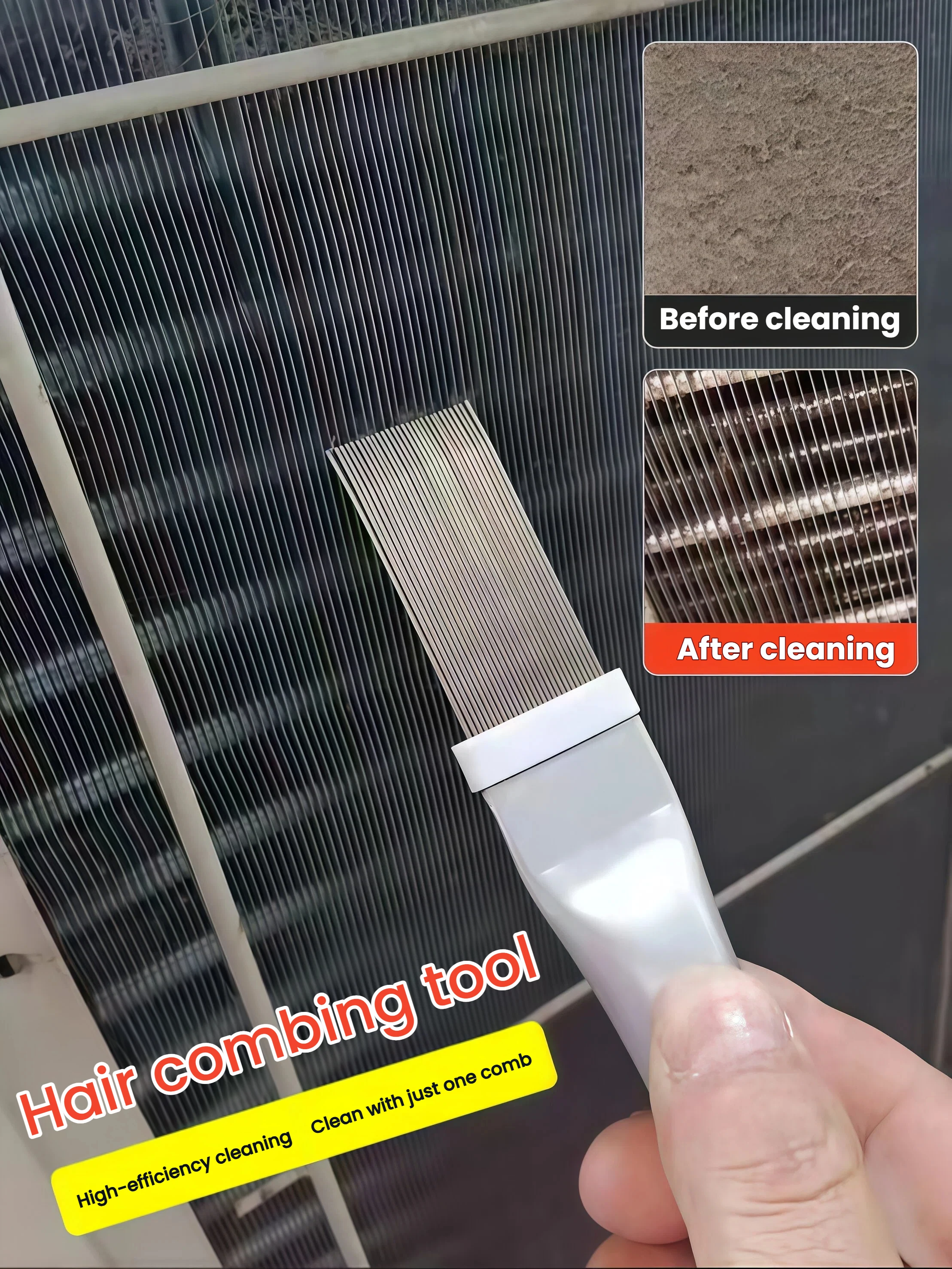 Stainless steel comb for air conditioning fins, household gap cleaning brush, HVAC condenser fin deformation combing tool