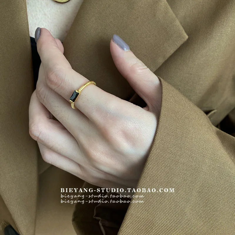 

Блогер с одинаковым микроцирконом, квадратным бриллиантом, тонкое кольцо с открытым указательным пальцем, женское серебро 925 пробы, весна 2022, весна