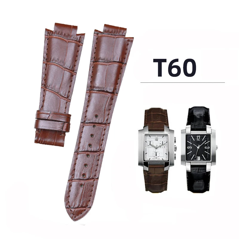 24x14mm Convex End Genuine Leather Watchband 1853 for Tissot T60 Strap L875/975K Men Women Watch Belt Butterfly Clasp Bracelet