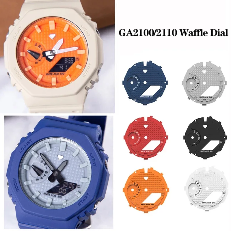 GA-2110 Modified dial For CASIO GSHOCK GA2100 GA2110 Plastic ABS band Waffle Dial Inner Shadow Circle Fashion Watch Accessories