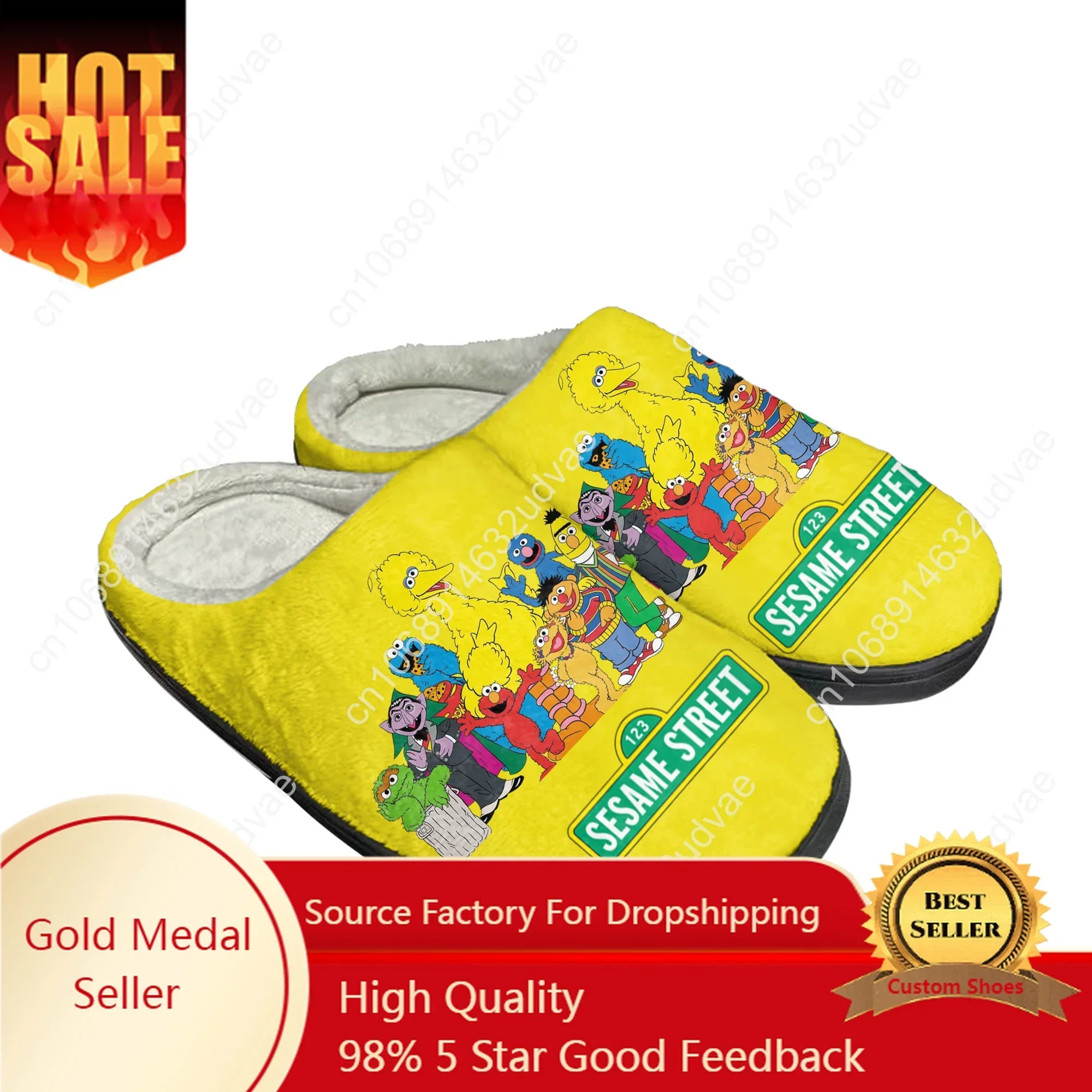 

Cartoon S-Sesame Street Comics Elmo Home Cotton Custom Slippers Mens Womens Sandals Plush Casual Keep Warm Shoes Thermal Slipper