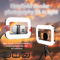 Rechargeable Handheld LED Fill Light Adjustable Brightness Selfie Ring Lamp for Phone Video Photography Makeup Live Streaming