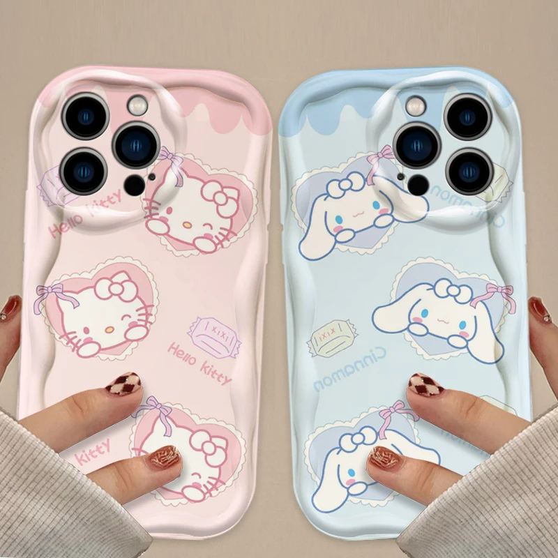 Olá kitty cinnamoroll capa de telefone para iphone 16 15 14 13 12 11 pro max plus 16e xr xs x 7 8 à prova de choque capa traseira de silicone macio