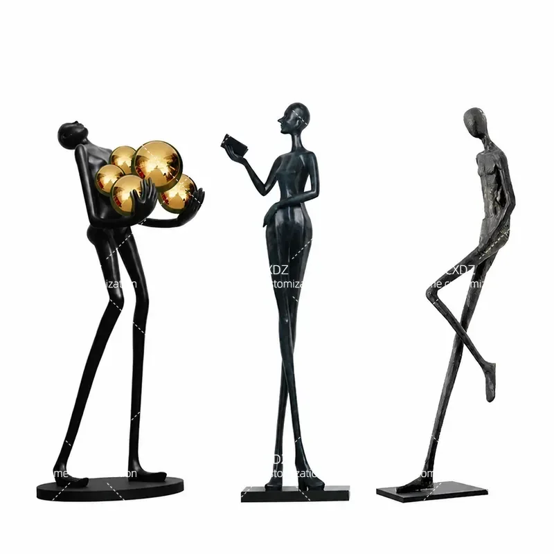 Abstract Welcome Figure Sculpture Floor Standing Ornament for Hotel Lobby Living Room Sales Office Modern Art Decoration