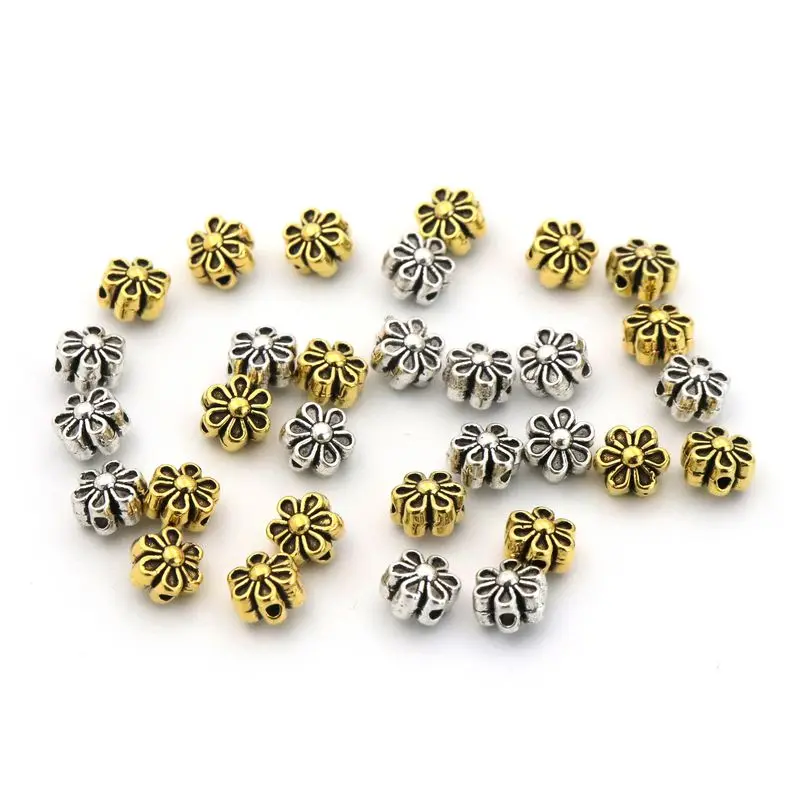 Flower Antique Silver Gold Color Bronze Loose Spacer Metal Beads For Jewelry Finding Handmade Jewelry Diy Accessories Hole1mm