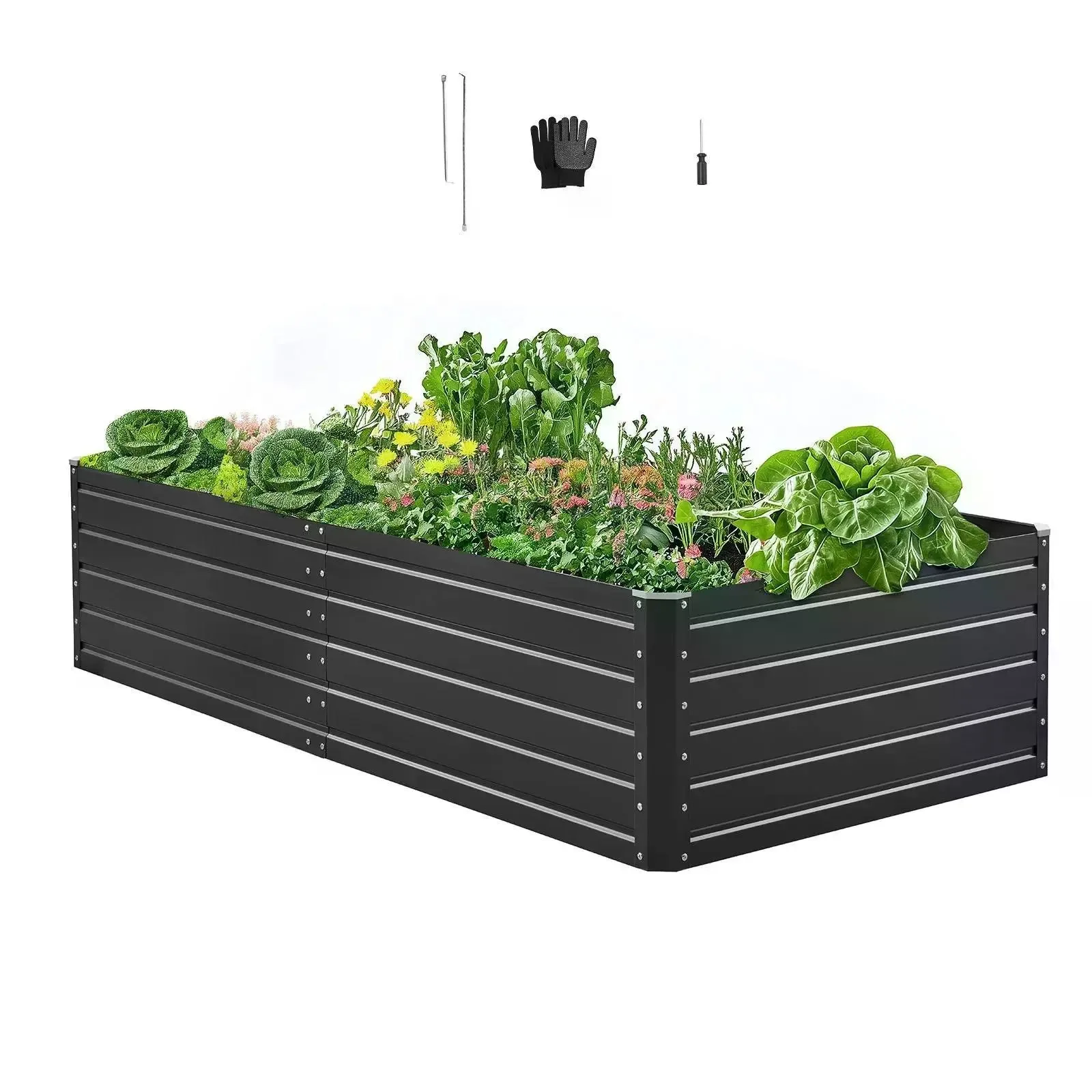 VEVOR Metal Raised Garden Bed, Outdoor Galvalume Planter Garden Box, Open Bottom Design, Large Planter Raised Bed for Growing Vegetables, Flowers, Herbs, and Succulents, Gray # SohoChic