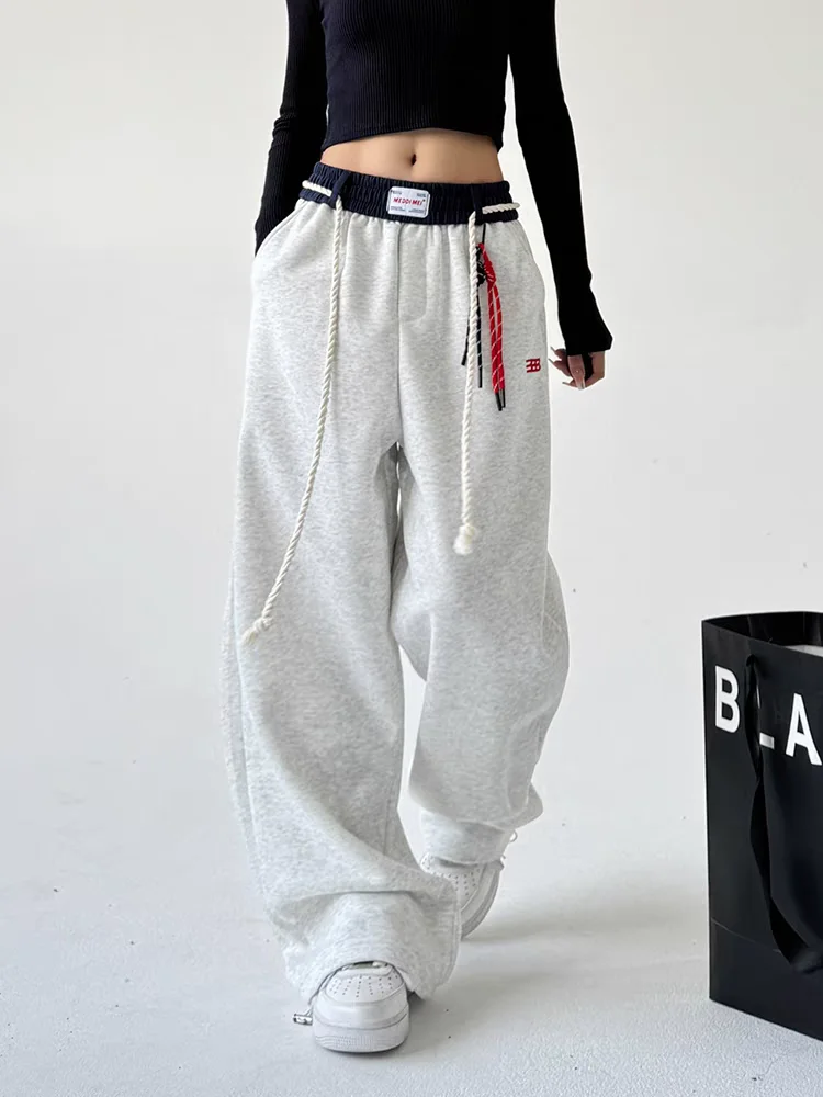 

Спортивные спортивные штаны с широкими штанинами длиной до пола, свободные прямые повседневные брюки, осенний американский стиль INS