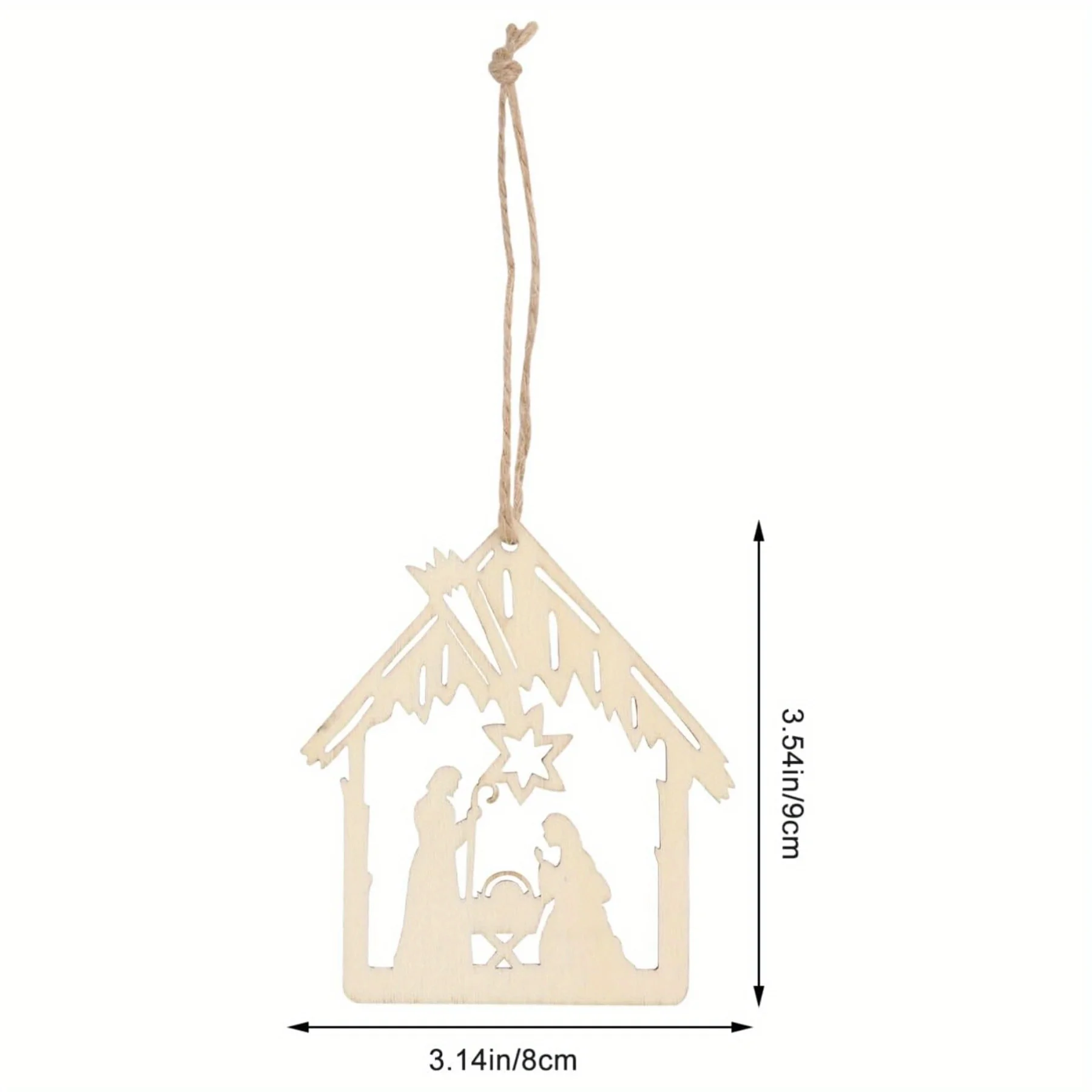 10pcs Jesus Birth Wood Pendant Vintage Nativity Scene Indoor Outdoor Craft Hanging Ornaments for Christmas Decorations