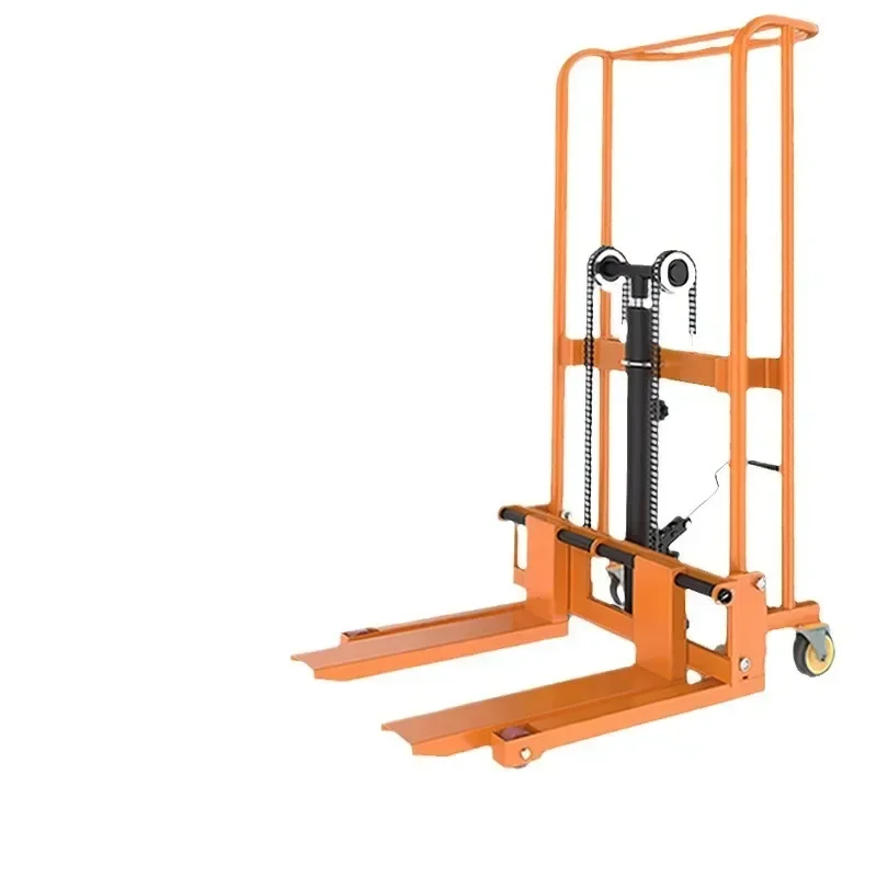 Mini load-bearing forklift, portable manual handling stacker, light and small household lift truck, hydraulic unloading