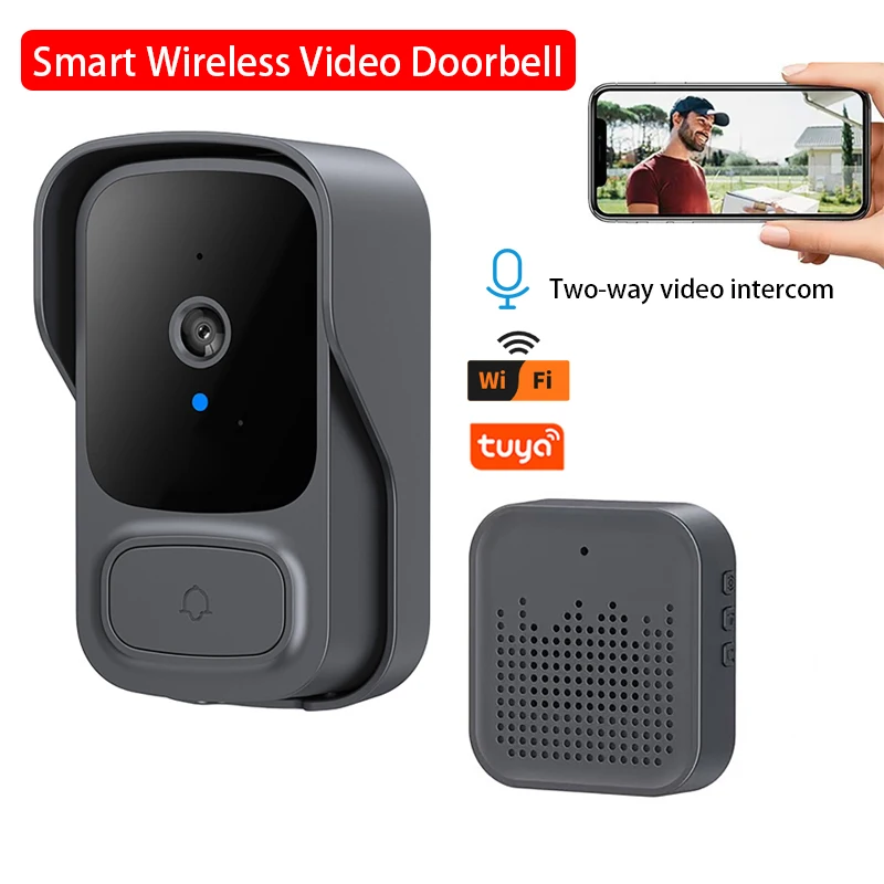 Sonnette vidéo intelligente sans fil, caméra d'alarme de sécurité, surveillance à distance, interphone bidirectionnel, Vision nocturne haute définition pour la maison
