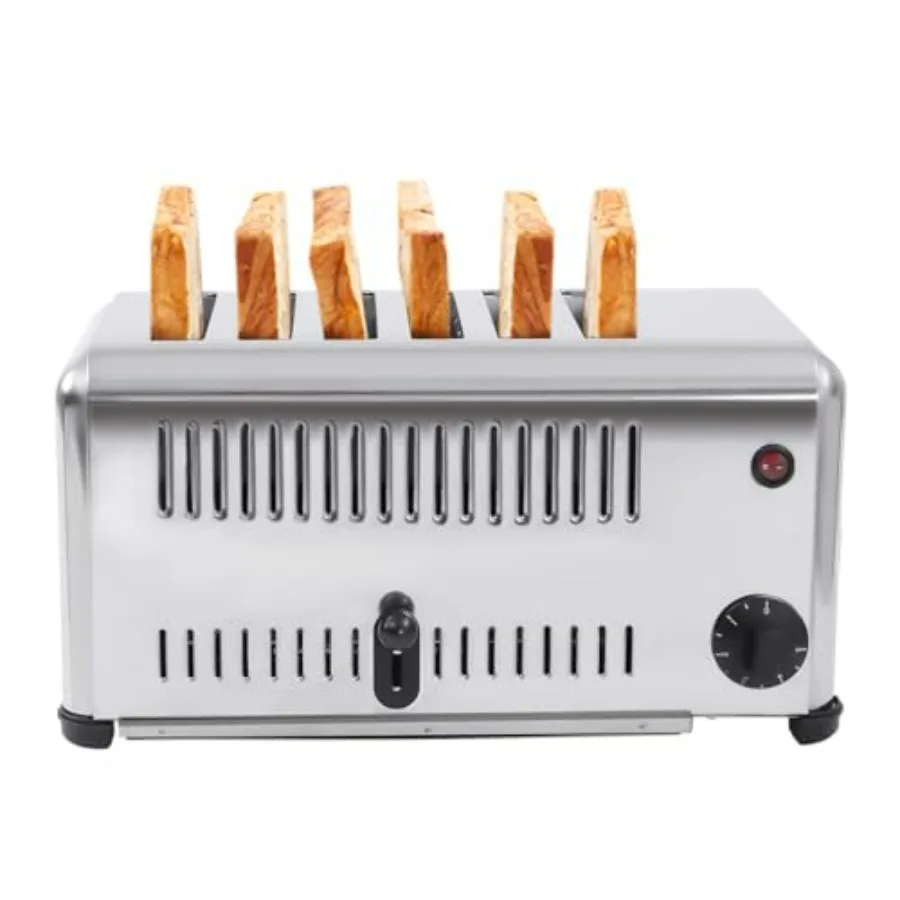 6-Slice Stainless Steel Toaster 1680W Electric Commercial Bread Baking Machine for Dessert Store to Make Toast Sandwiches Meatl