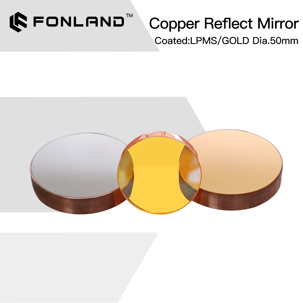 FONLAND Copper Reflect Mirror Coated Gold/LPMS Dia 50mm Cu Laser Mirror For Co2 Laser Cutting and Engraving Machine