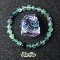 6mm 8mm Beads Fluorite Bracelet with Natural Stones Charm Jewelry for Women Yoga Meditation Healing Energy Bangle for Man Gift