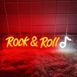 Rock And Roll LED Neon Signs for Party Bar Studio Music Neon Light Glowing Signs Studio LED Night Lights DJ Wall Decor Neon Lamp