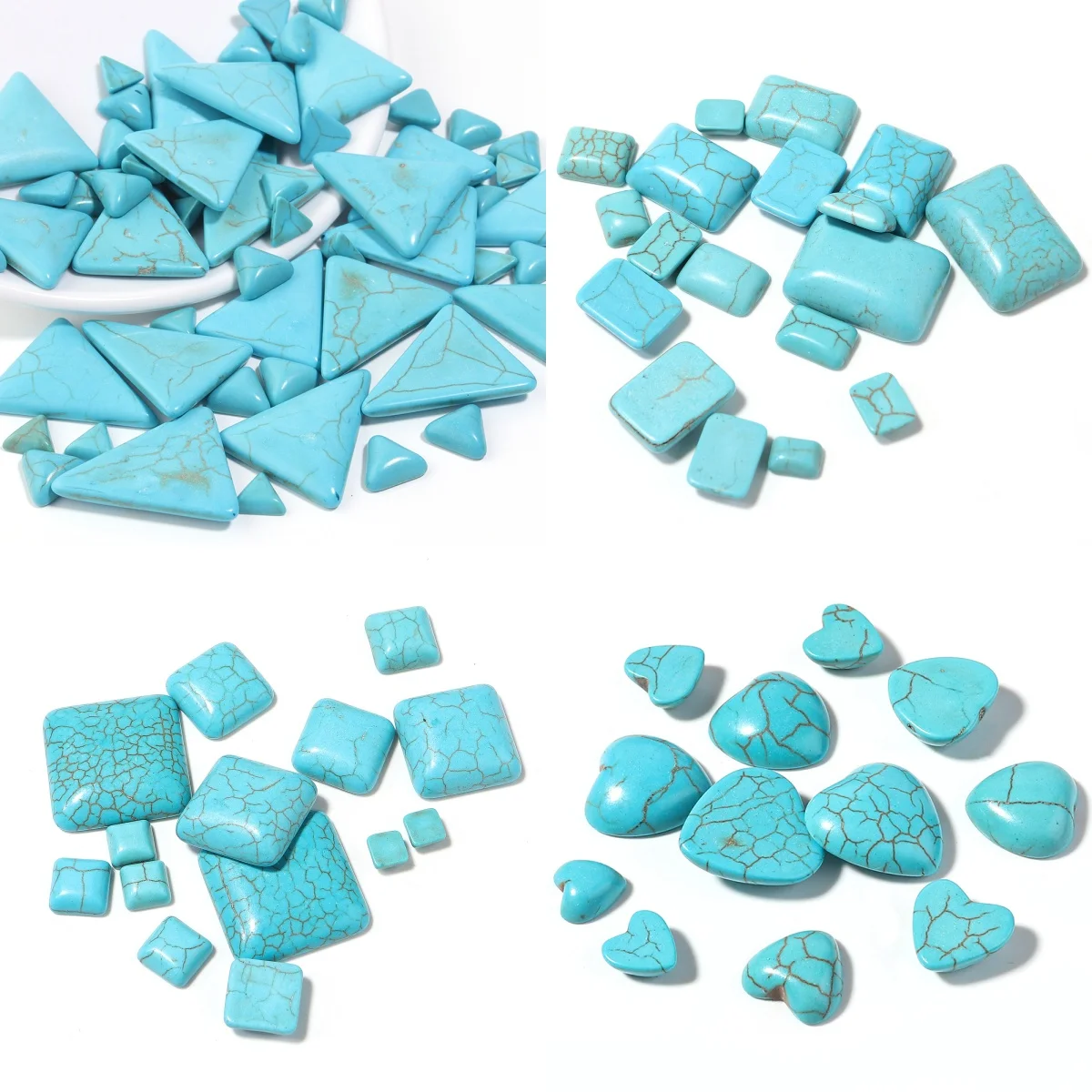 

10Pcs Natural Stone Cabochon Beads Flatback Blue Turquoise Spacer Cabochon Emboss For DIY Jewelry Earring Pendant Accessories