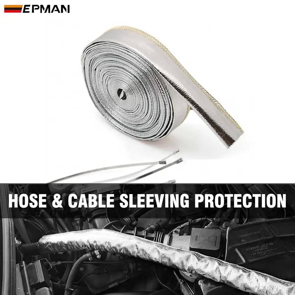 EPMAN 10 Meter Heat Shield Sleeve Insulated Wire Hose Cover Wrap Loom Tube 1 ID 10mm 12mm 15mm 20mm EP-WRGZ