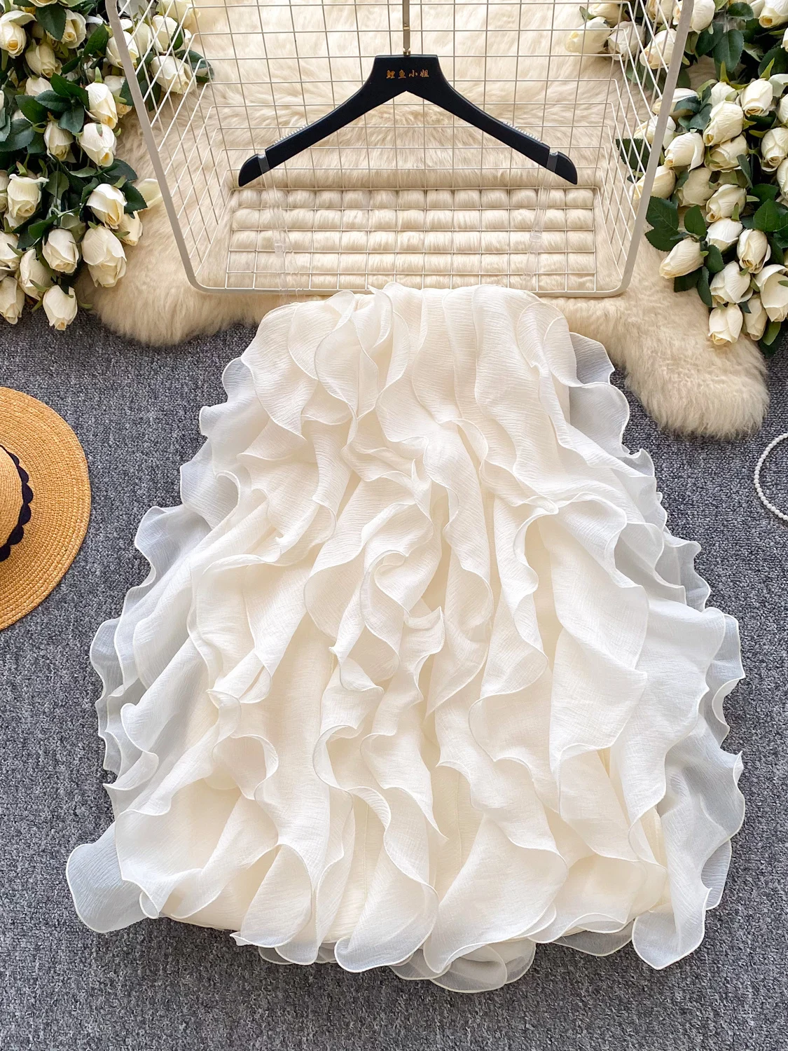 Falda coreana Sle de cintura alta con forma de pastel para mujer, diseño de volantes, sensación juvenil, Vaion Sle Puffy ort Dr