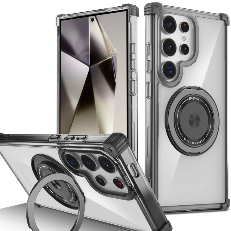

For Magsafe Magnetic Ring Stand Phone Cases For Samsung S25Ultra S24 ultra Shockproof Protection Cover For Galaxy S23 S22Plus