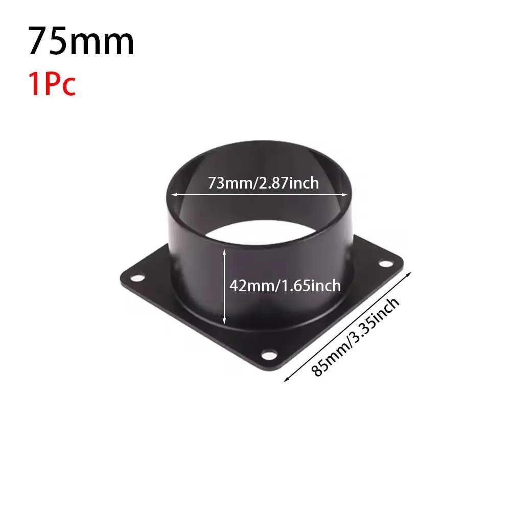 1Pcs 75/100/120/150mm Flange Connector Pipe Fitting Square Bottom Air Inlet And Outlet ABS Black Air Ducting Connection Flange