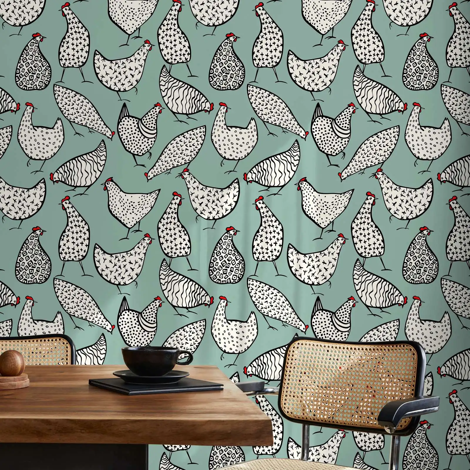 Wall Decor Wallpaper Peel and Stick Wallpaper For Home Decor Wall Art  Room Decor ,Hen Animal Trendy Wallpaper,Custom Color,50cm