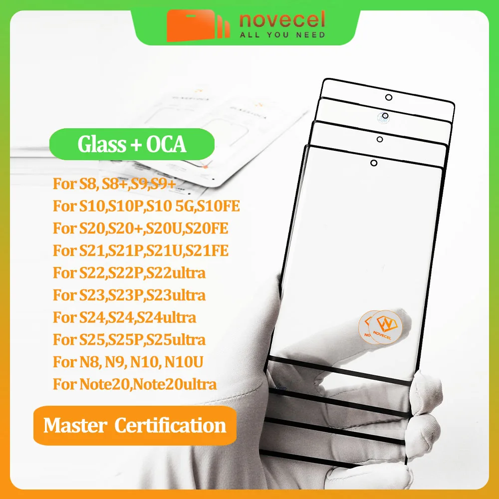 

5pc S25 S24 ultra S918 Front Outer Glass with OCA Glue For Samsung Galaxy S20 S21 S22 Series LCD Screen Repair Parts Replacement