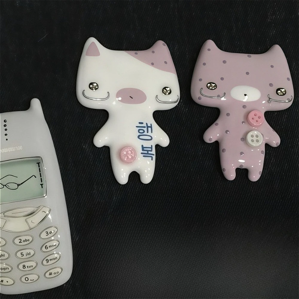 Subculture Y2K Cartoon Lovely Cats Button Polka Point Hair Accessories Hairclip Girlish Heart Pink Bangs Clip Diamond Hairpin