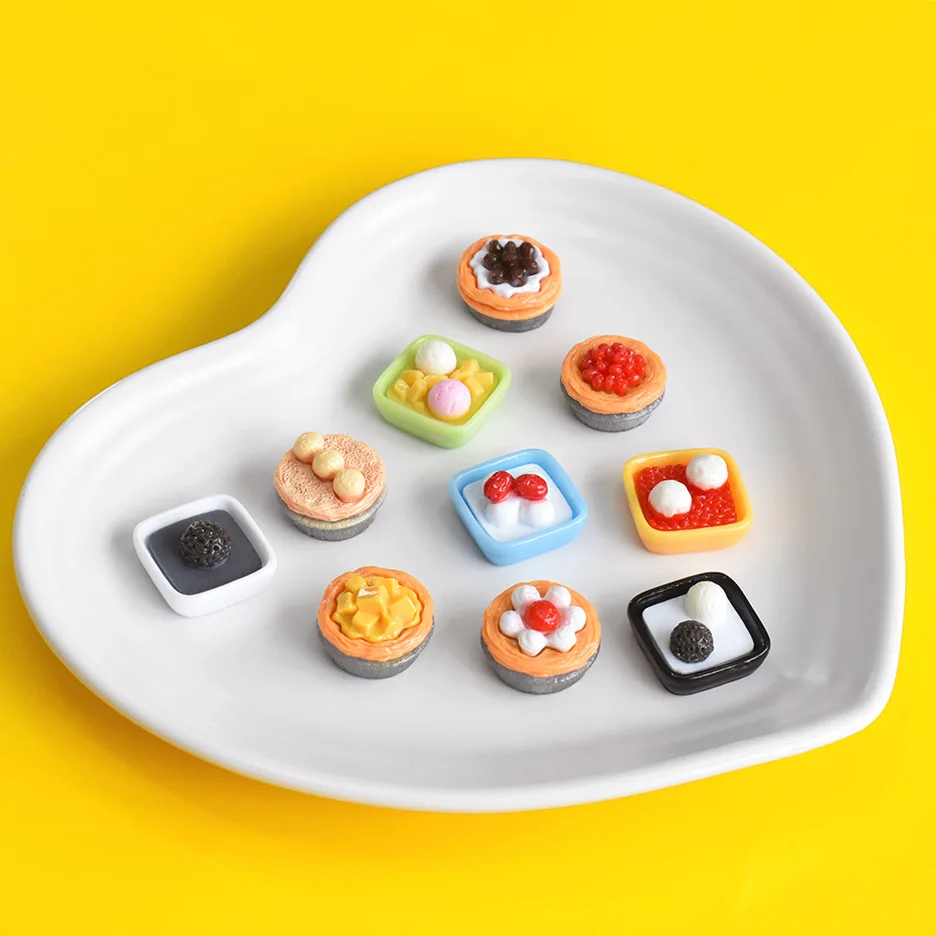 10pcs Diy Resin Kawaii Dessert Series Scrapbooking Supplies DIY Tools Accessories Miniatures Embellishment Dollhouse Materials