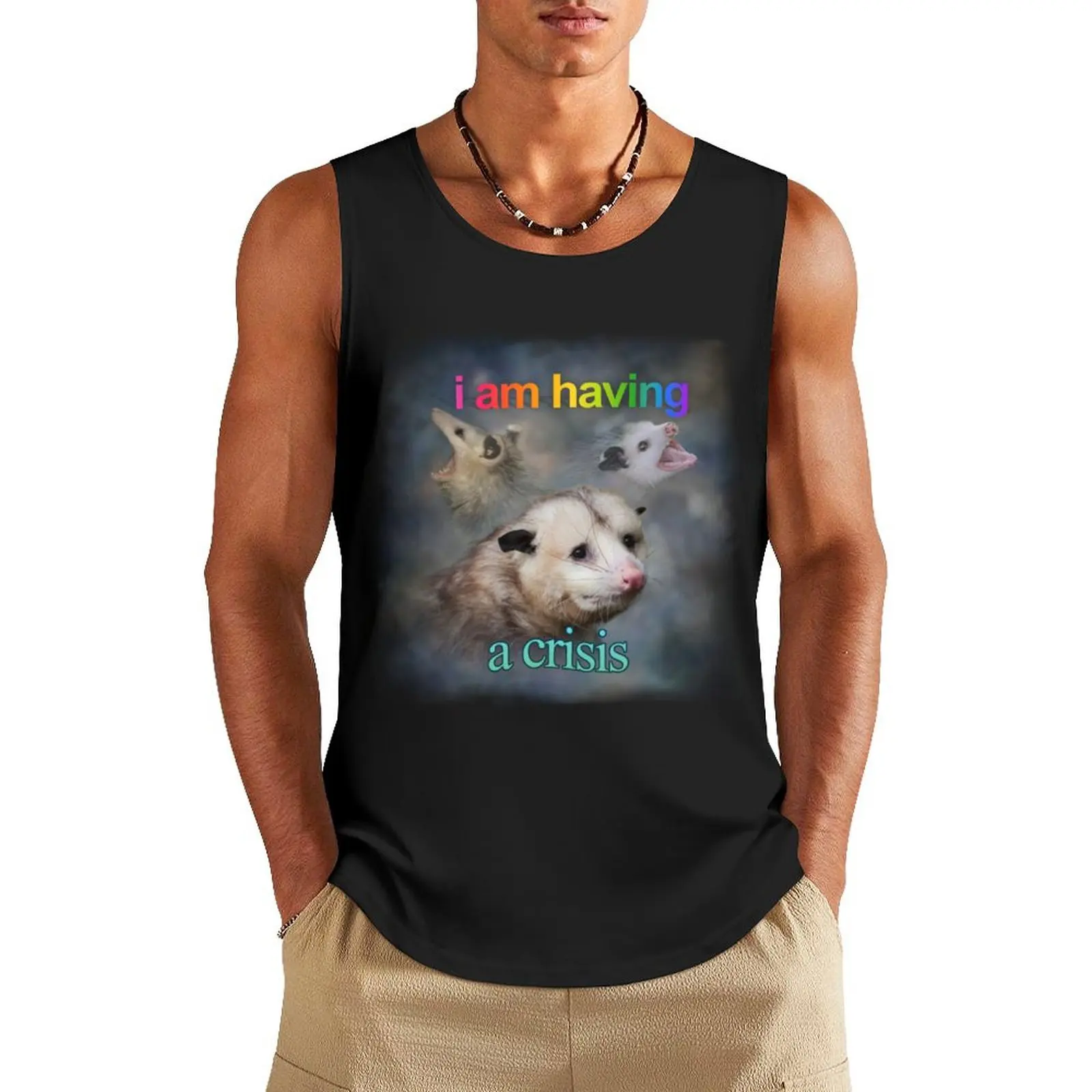 I am having a crisis possum word art Tank Top sports vest anime clothes sleeveless jackets