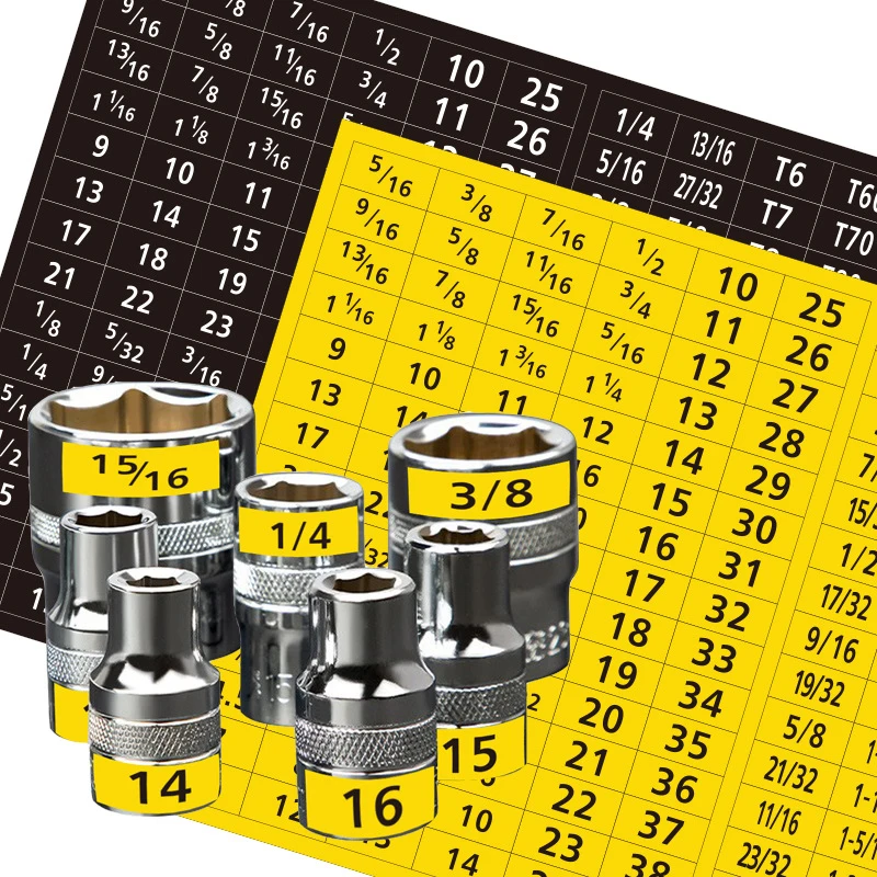 180Pcs/Set Master Socket Quick & Easy Reminder Label Stickers Chrome Decal Tags For Socket Sets Tools.
