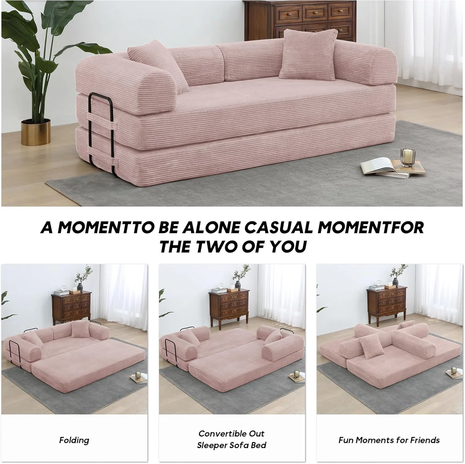 DIGGERA 79 "أريكة ضغط قابلة للتحويل أريكة سرير العظم الأريكة الأرائك للتحويل للطي مريح سروال قصير النائم الطابق أريكة السرير #5