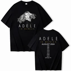 Popular Short Sleeve Adele Munich Tour August 2024 Printed T-shirt O Neck Loose Comfortable Short Sleeve Men T-shirt Fan Gift