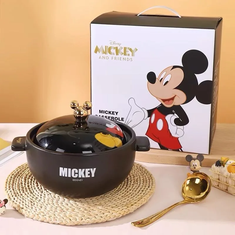 New Cute Disney Cartoons Mickey and Minnie Casserole Stew High Temperature Resistant Dry-Fired Ceramic Non-Cracked Soup Pot Gift