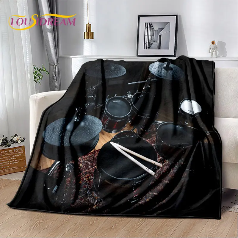 Drum Kit Music Instruments Drum Set Soft Plush Blanket,Flannel Blanket Throw Blanket for Living Room Bedroom Bed Sofa Picnic Kid