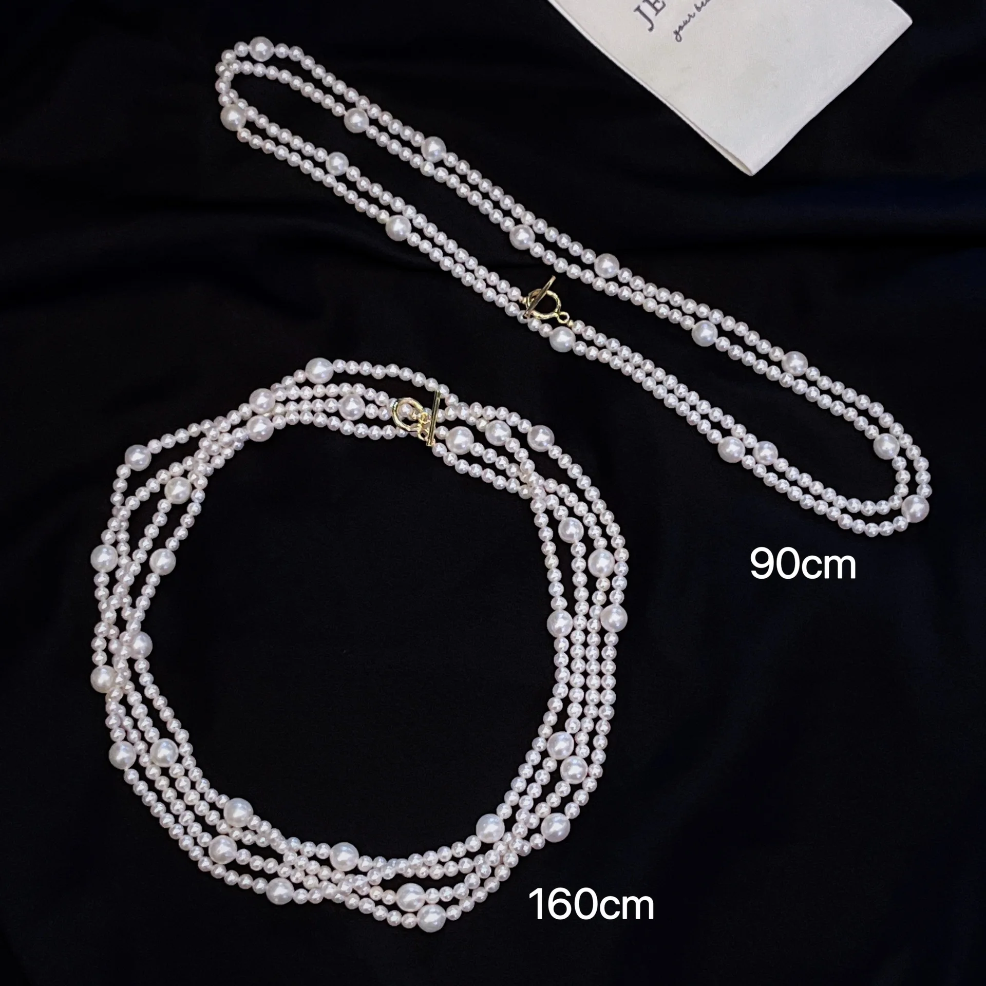 Long Natural Freshwater Cultured Pearl Necklace, Strong Luster OT Toggle Clasp Layered Stackable Necklace for Women