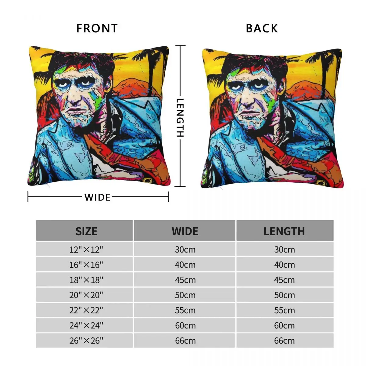 Scarface Tony Montana Al Pacino Square Pillowcase Polyester Linen Velvet Printed Zip Pillow Case Bed Cushion Cover Wholesale