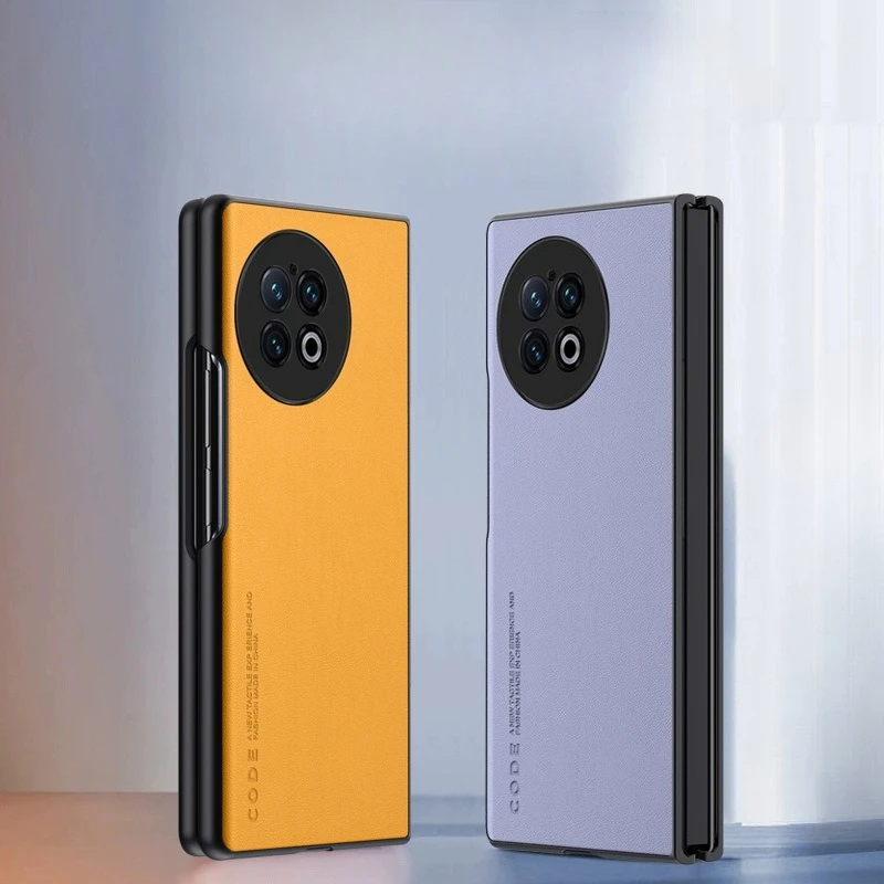 حافظة لهاتف Vivo X Fold5 قابلة للطي لهاتف X Fold 5 FOLD5 XFold5 غطاء حماية من الجلد العادي غطاء خلفي