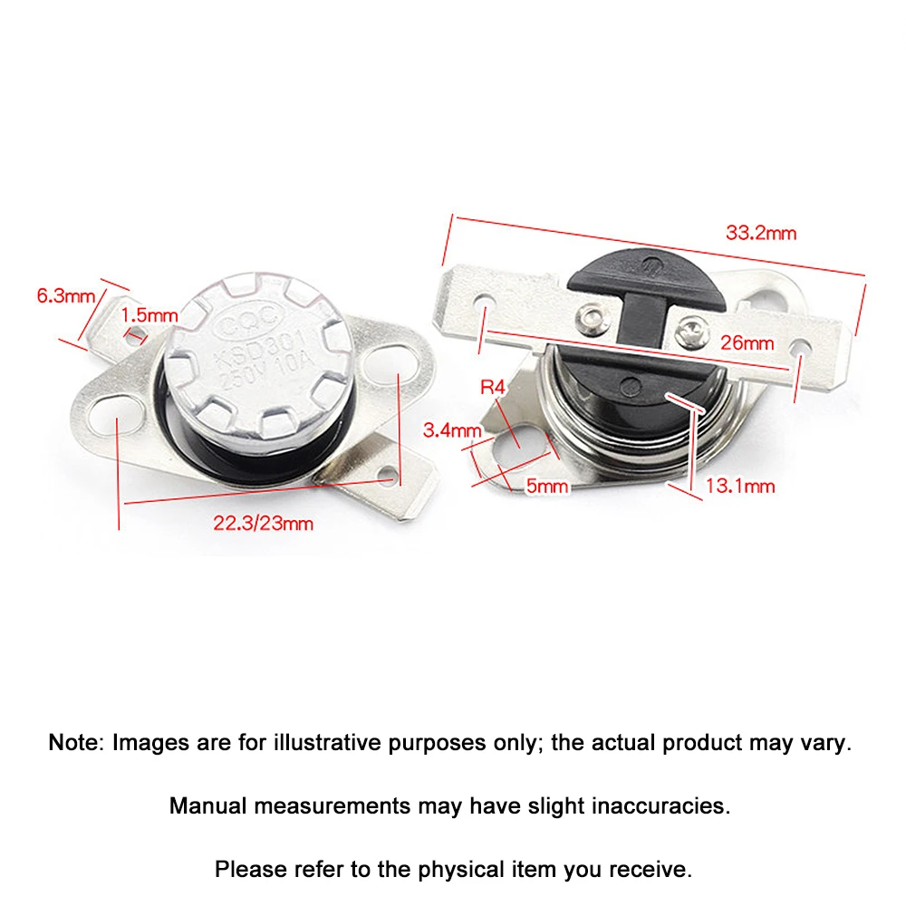 20PCS 10A 250V KSD301 Normally Closed NC Temperature Switch Thermostat 40 45 55 60 65 75 85 90 100 110 120 135 140 150