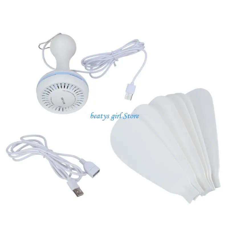 C7AB USB Ceiling Fan 5V Air Cooling Fan 6 Detachable Leaves Portable Hanging