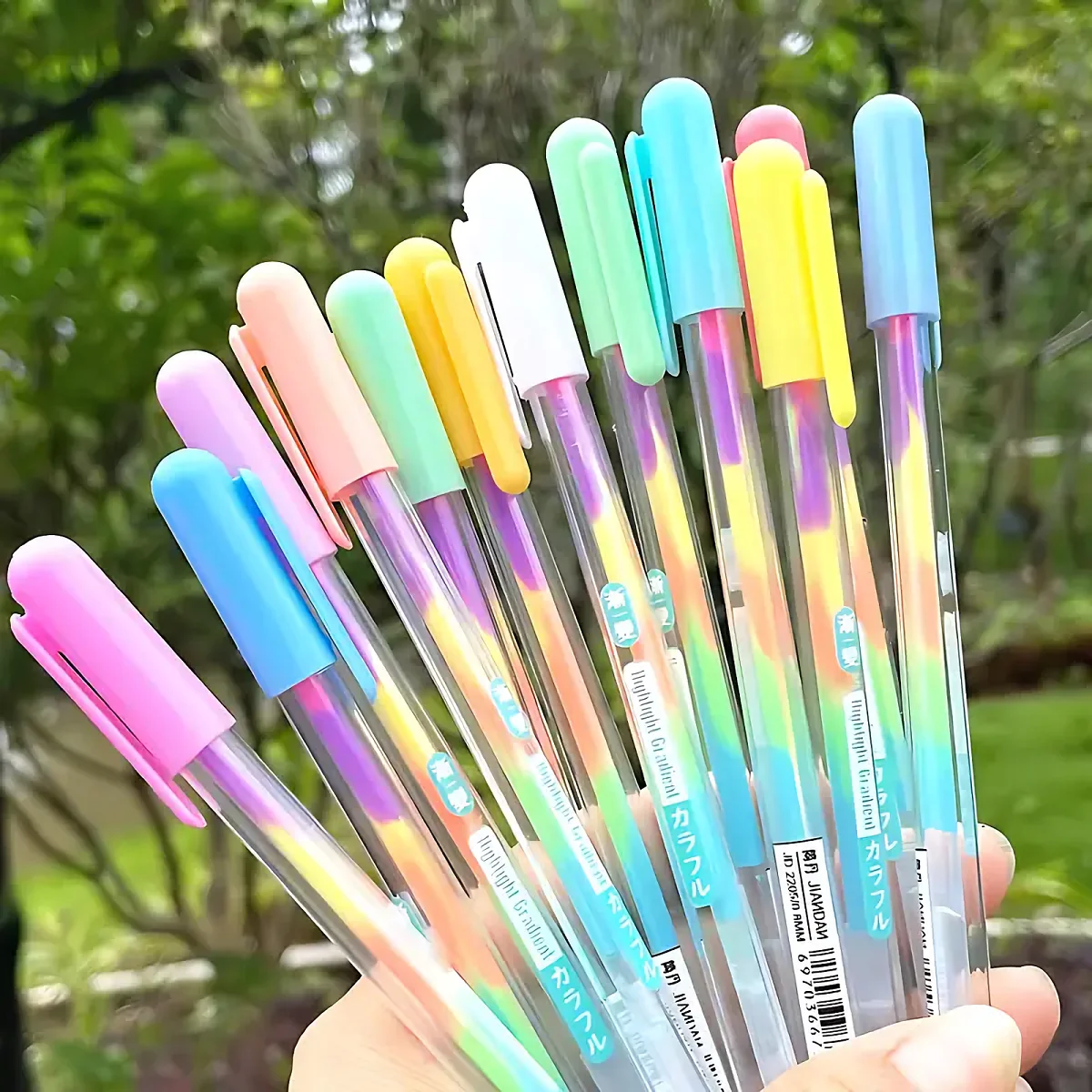 Paquet de 12 stylos surligneurs en gel multicolores – Écriture fluide et à séchage rapide, parfaits pour les projets artistiques et créatifs, idéaux pour les étudiants