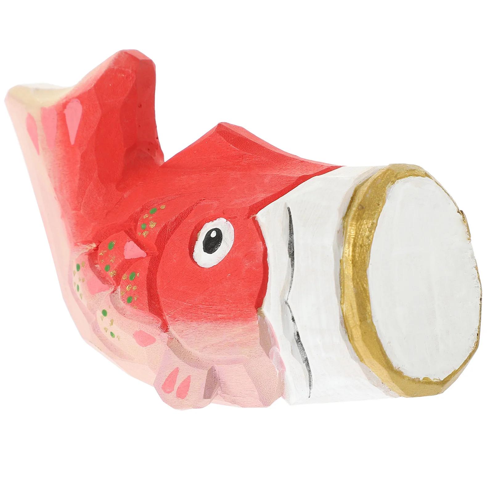 

Small Red Koi Statue Hand Carved Wooden Fish Decor For Home Office Desktop Tabletop Mantel Shelf Farmhouse Modern Coastal Gift