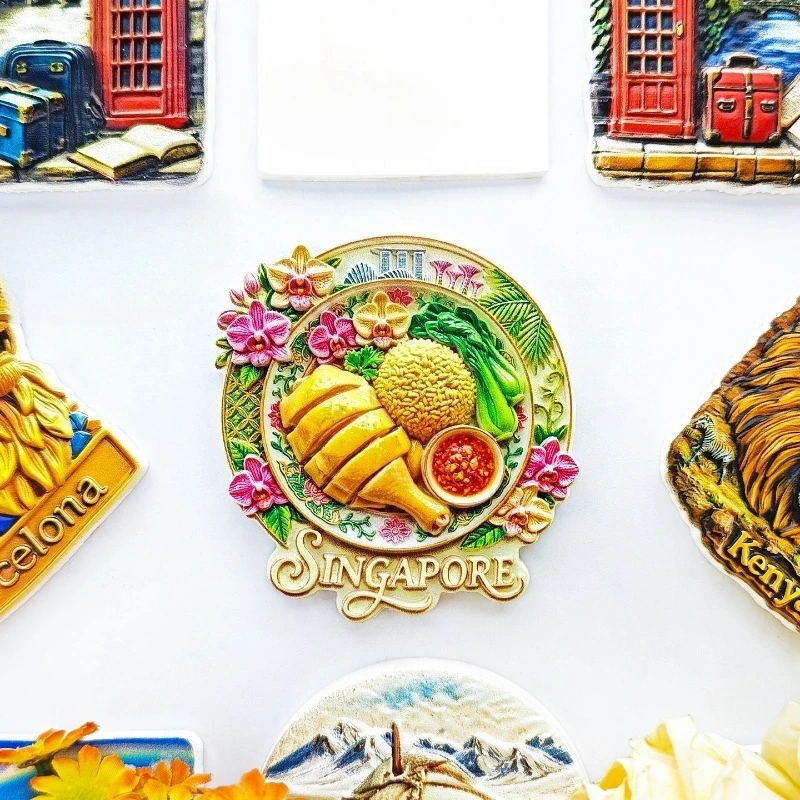 Singapore Chicken Rice Fridge Magnet - Savory 3D Local Souvenir Unique Southeast Asian Gift for Travel & Foodie Kitchen Decor