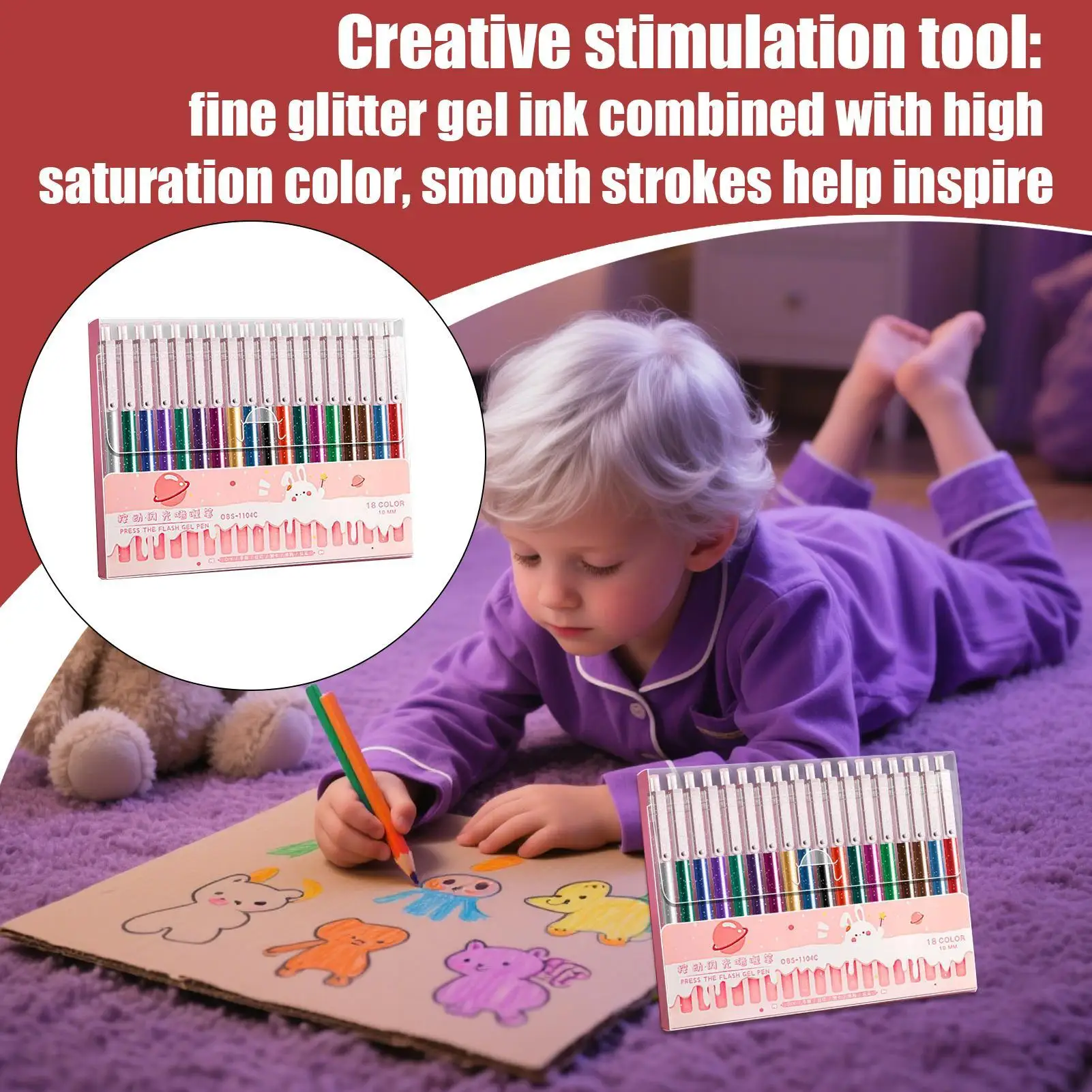 

Glitter Pens Writing Glitter Gel Ink Pens Fade-Resistant Bleed-Proof Art Stationery Retractable Supplies For Teens Students